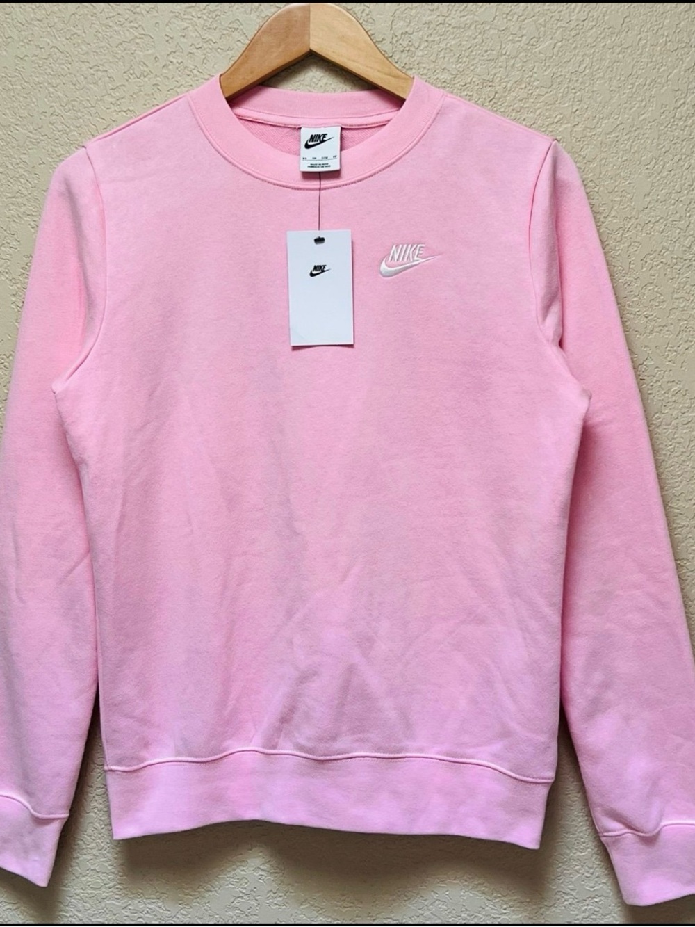 Nike Pink Crew Sweatshirt with Embroidered Swoosh